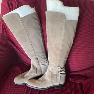 Tall leather tan boots